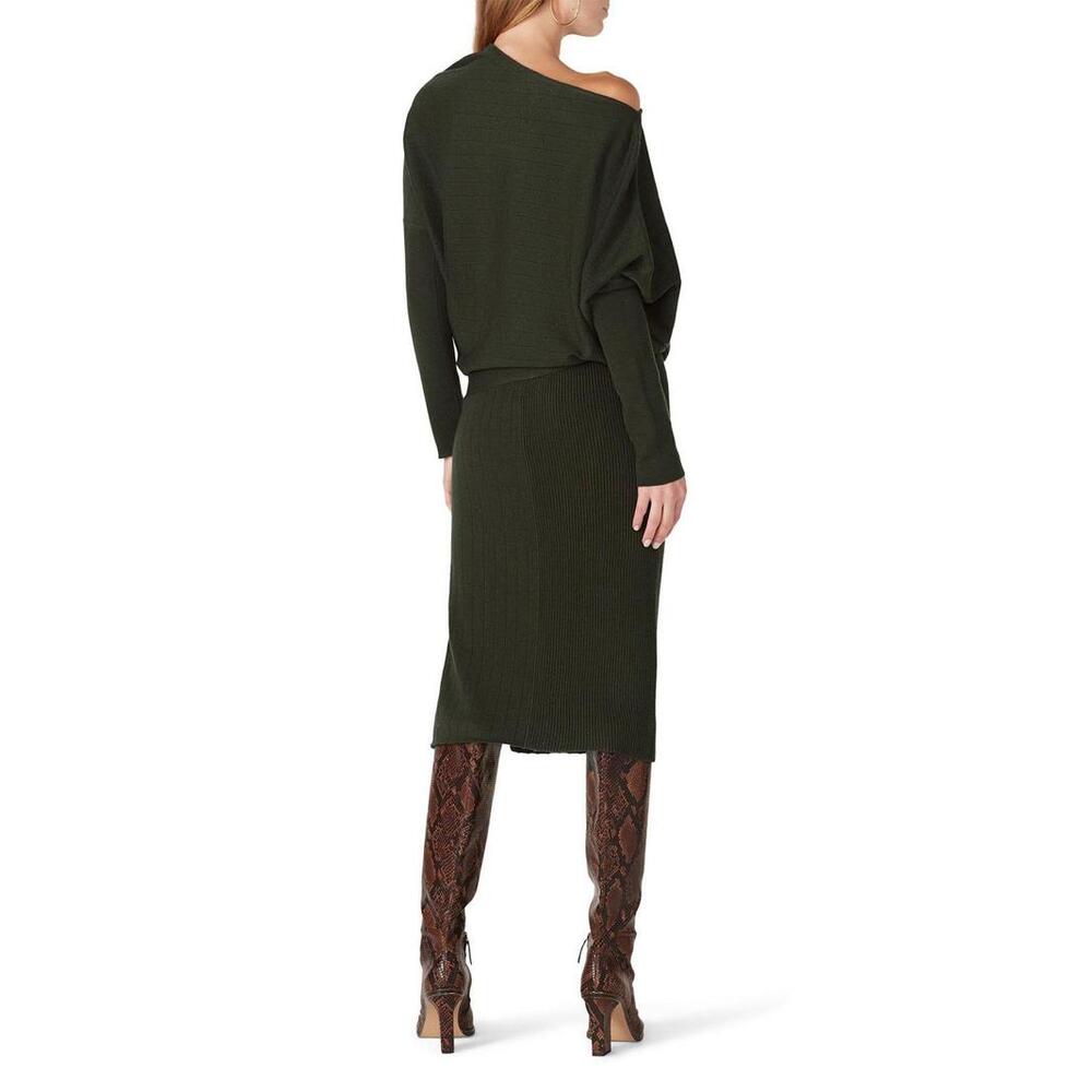 Victor Alfaro x RTR Green Off Shoulder Sweater Dress Size M with Small Hole - Picture 2 of 7